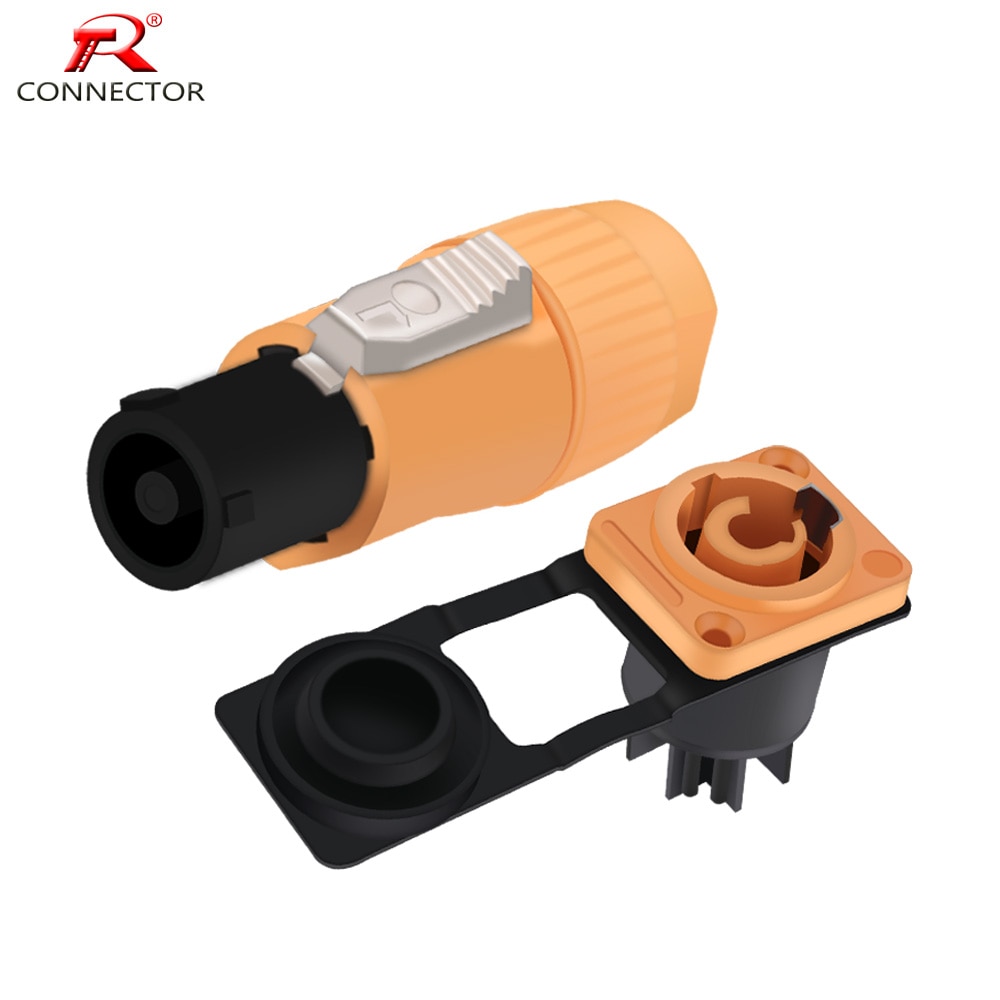 2pcs/1set Waterproof Powercon Connector 20a 250V 3 Pins,NAC3FCA&NAC3MPA-1,Power Male Plug+Power Female Chassis Socket Connec