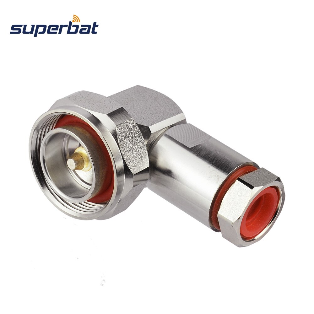 Superbat 7/16 DIN Male Center Right Angle Clamp for 1/2" Flexible Cable RF Coaxial Connector Cable Mount