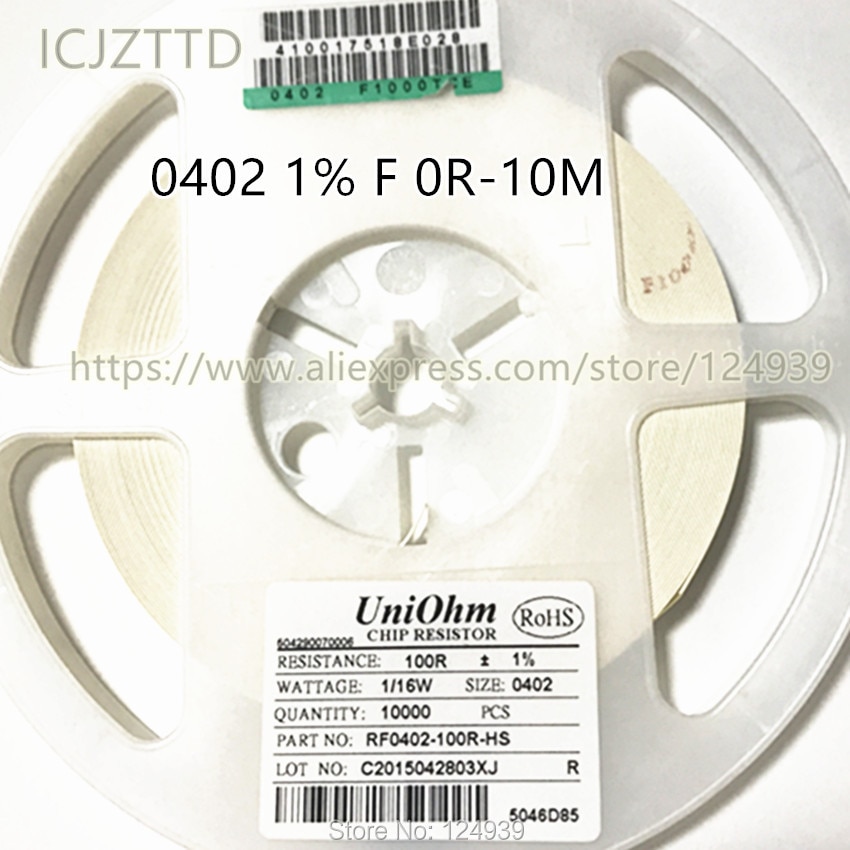 RF0402 0402 1% 1/16W SMD RES 0R 1R 1.1R 1.2R 1.3R 1.5R 1.6R 1.8R 2R 2.2R 2.4R 2.7R 3R 3.3R 3.6R 3.9R 4.3R 4.7R 5.1R 5.6R 6.2R