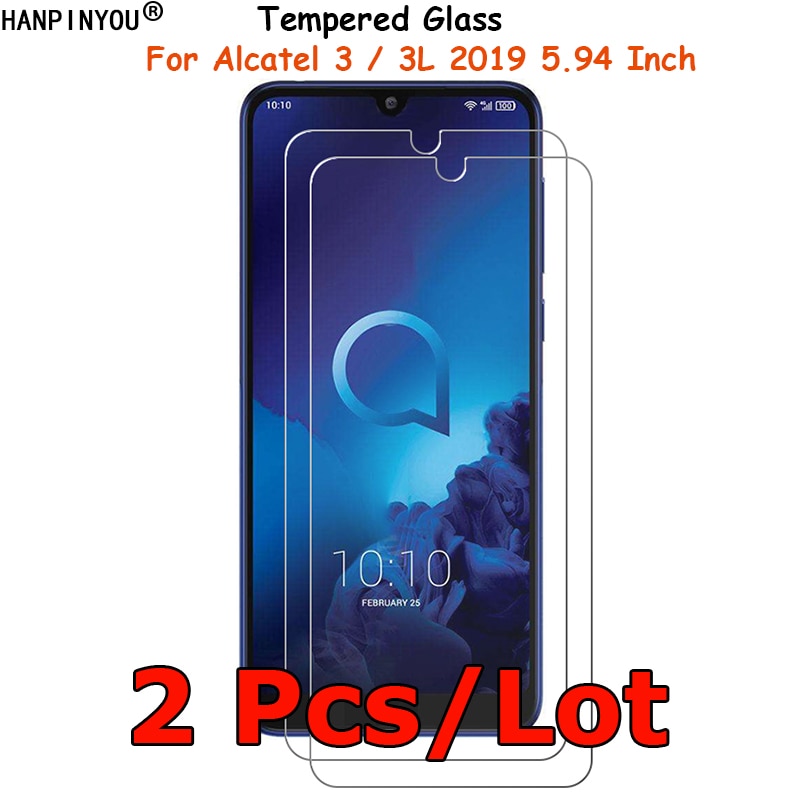 2 Pcs/Lot For Alcatel 3 / 3L (2019) 5.94" Tempered Glass Screen Protector Ultra Thin Explosion-proof Protective Film + Clea