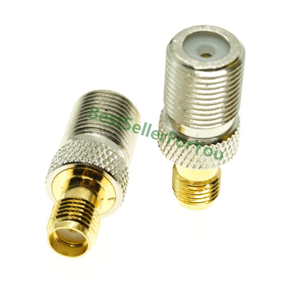 1PCS F Type Female Jack To SMA female Straight RF Coaxial Adapter F Connector To SMA Convertor Gold Tone