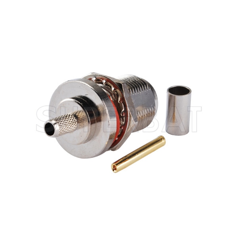 Superbat 10pcs N Crimp Female Bulkhead O-ring RF Coaxial Connector for RG58 RG142 RG400 KSR195 LMR195 Cable