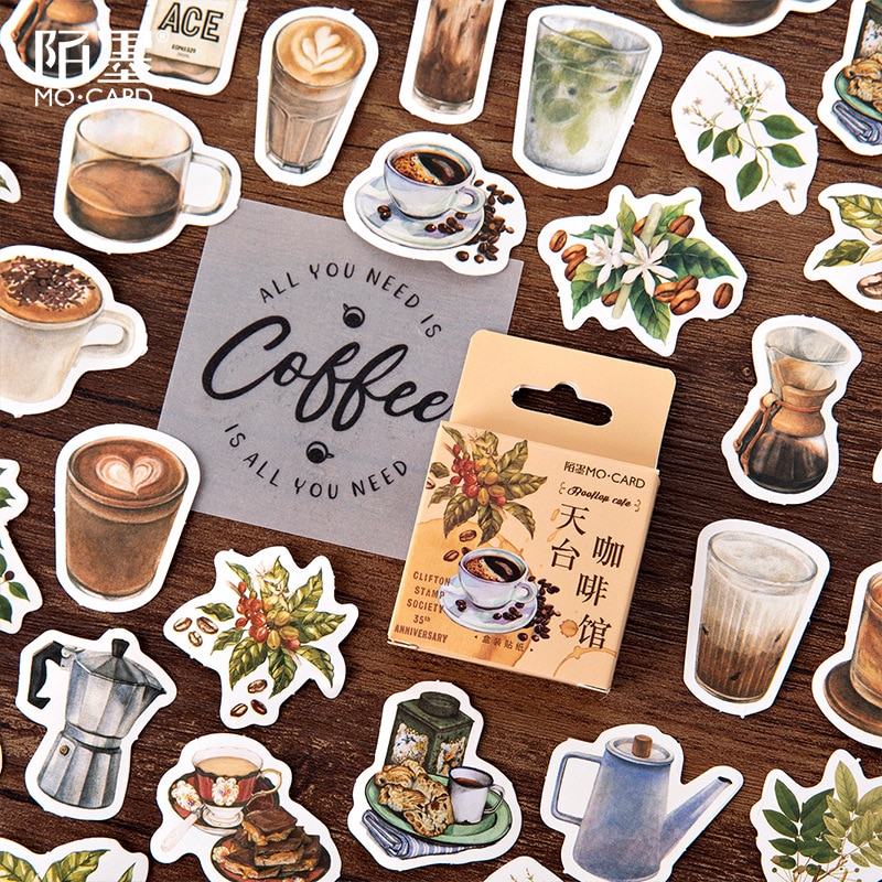 46 pcs/set Rooftop Coffee House Paper Decorative Stationery Stickers Scrapbooking DIY Diary Album Stick Label
