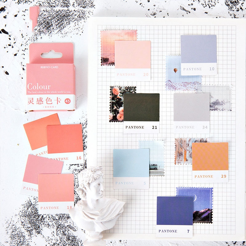 Mohamm Inspiration color card Series Kawaii Cute Sticker Custom Stickers Diary Stationery 45 pcs