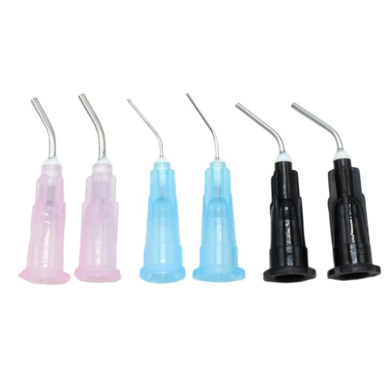 100pcs Irrigation Bent Needle Tips Dental Flow Sealant Etchant Composite Resin Acid Reagent Delievery Syringe Tips Equipment