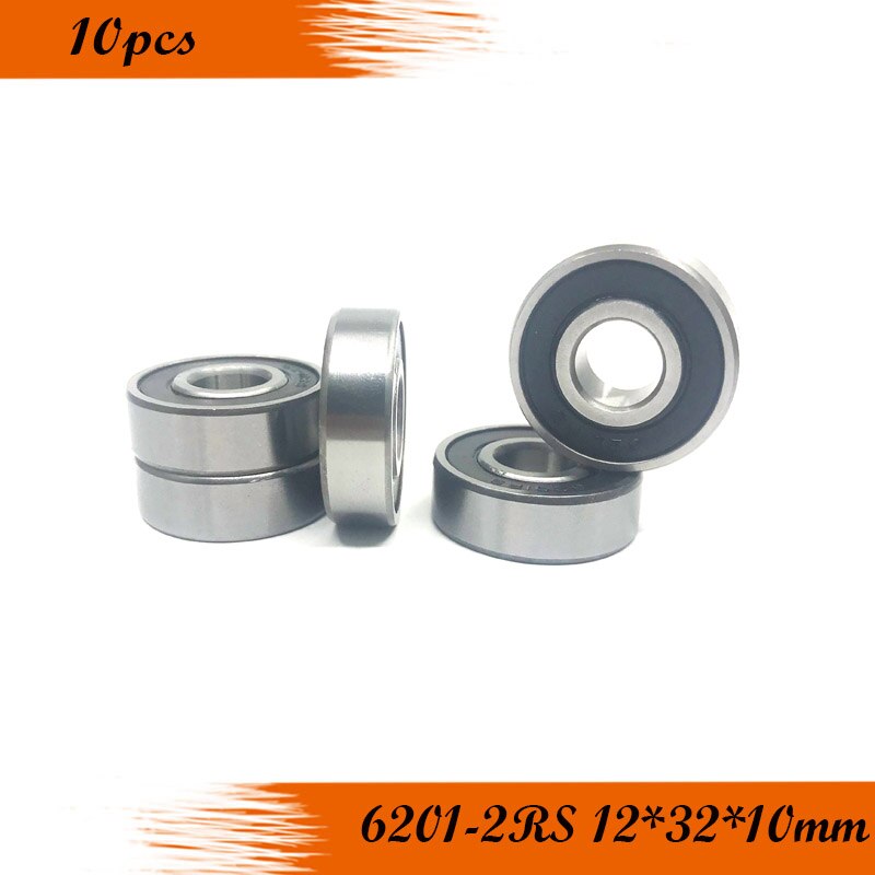 6201-2RS 12x32x10 mmBearing ABEC-5 (10PCS) Deep Groove 6201-RS Ball Bearings 6201RZ 180201 RZ RS 6201 2RS EMQ Quality