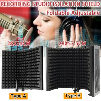 Foldable Microphone Acoustic Isolation Shield Acoustic Foams Panel Studio for Recording Live Broadcast Microphone Accessories 4.