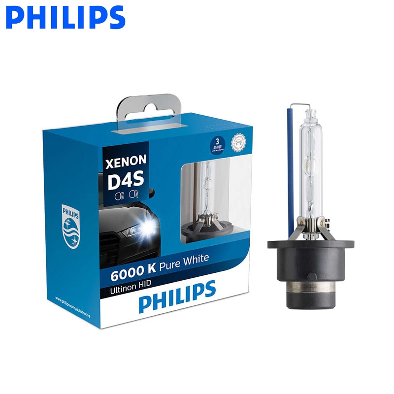 Philips D4S 42404WX 35W Ultinon HID 6000K Cool Blue Xenon White Light Auto Upgrade Headlight Lamps Flash Quick Start, Pair