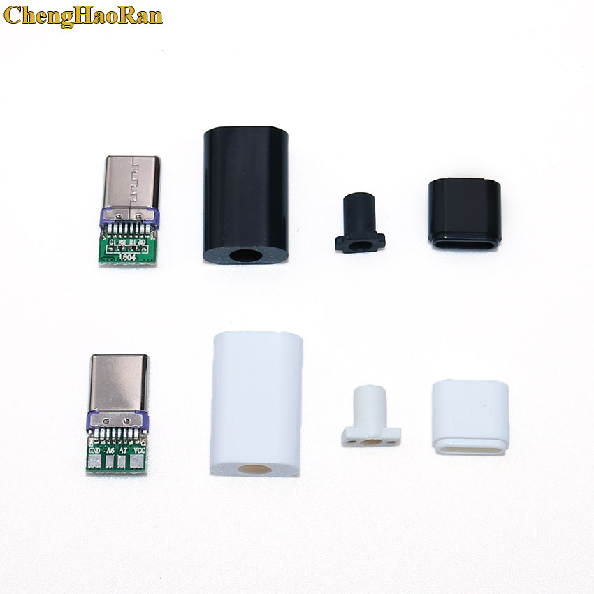 ChengHaoRan 2Set DIY USB 3.1 C-type Male Plug Welding Type Double-sided plug Type C Data and Charging Welded Wire Connector