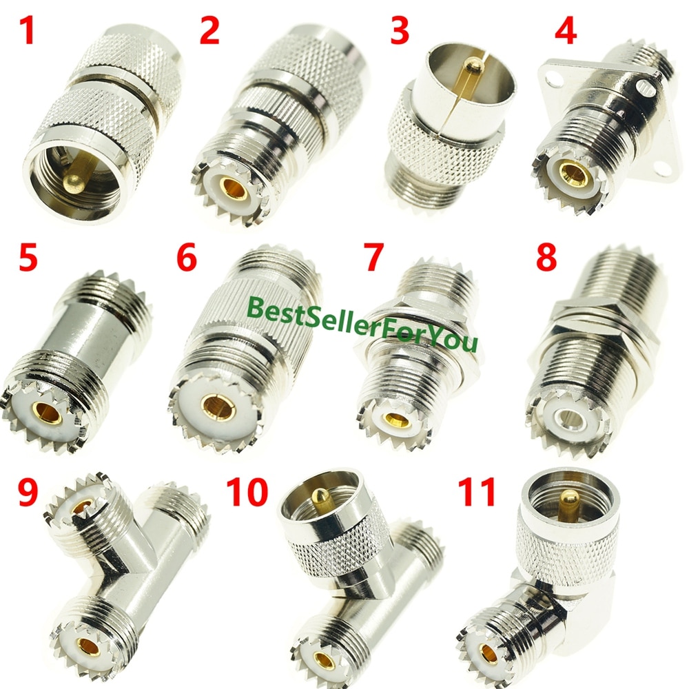 UHF male female to UHF male female PL259 TO SO239 RIGHT ANGLE 3 WAY RF adapter connector