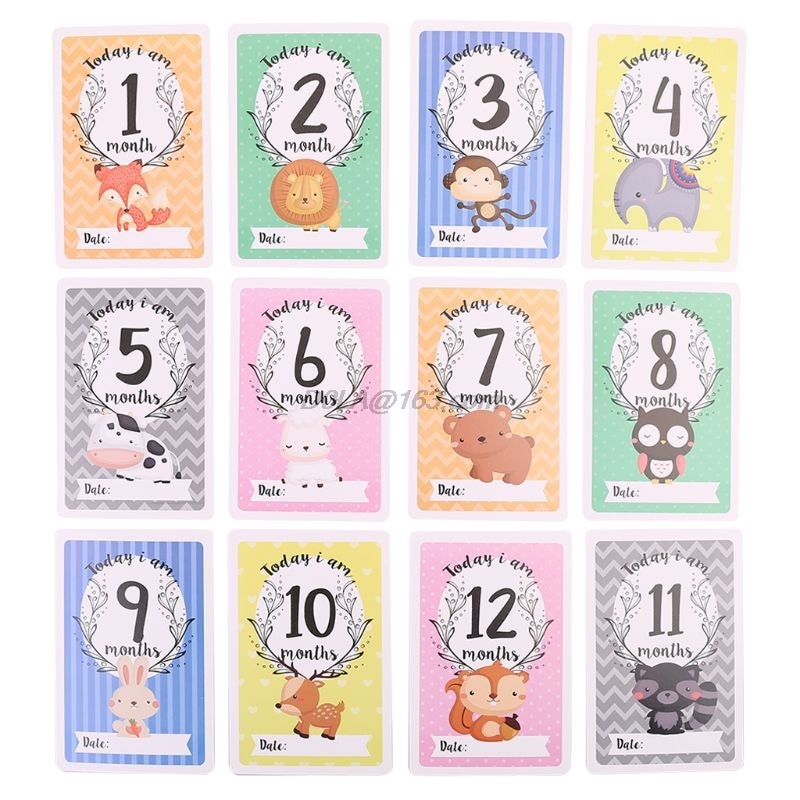 12 Sheet Milestone Baby Photograp Sharing Card Gift Set Baby Age Cards Baby Milestone Cards Baby Photo Cards Newborn Photo props