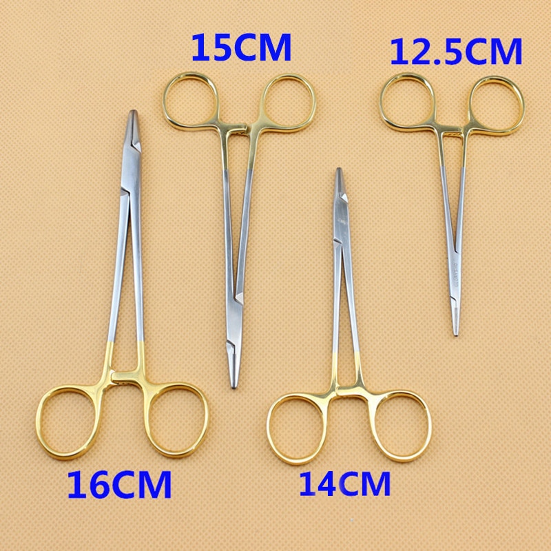 1PC Dental Needle Holder Plier TC Head German Reusable Stainless Steel Gold Plated Handle Orthodontic Forcep Surgical Instrument