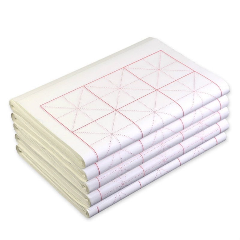 Calligraphy Rice Papers Half-Ripe Xuan Paper with Rice Grids 100 Sheets Chinese Painting Xuan Paper Papel Arroz Carta Di Riso
