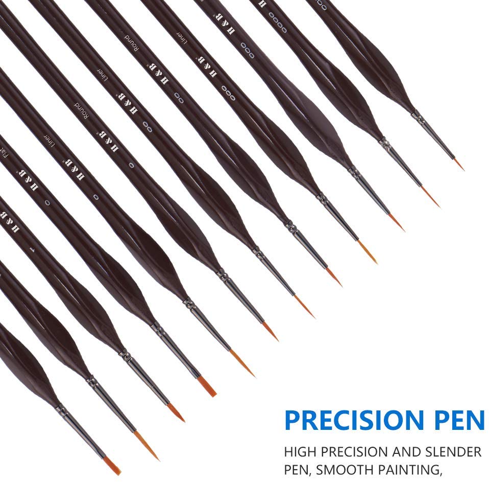 Miniature Detail Paint Micro Fine Brushes Set 12 pcs Tiny Professional for Detailing Rock Acrylic Watercolor Oil Painting