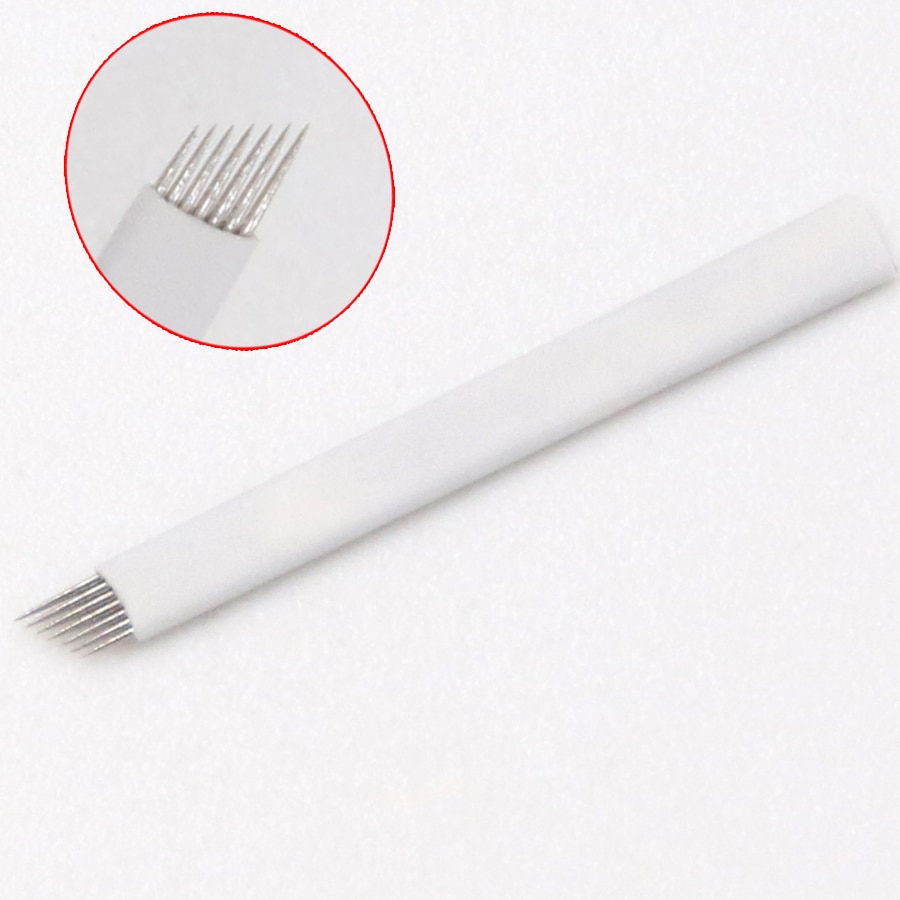 50pcs disposable microblading blade 7pins manual eyebrow flexible laminas para blade for eyebrow tattoo permanent makeup