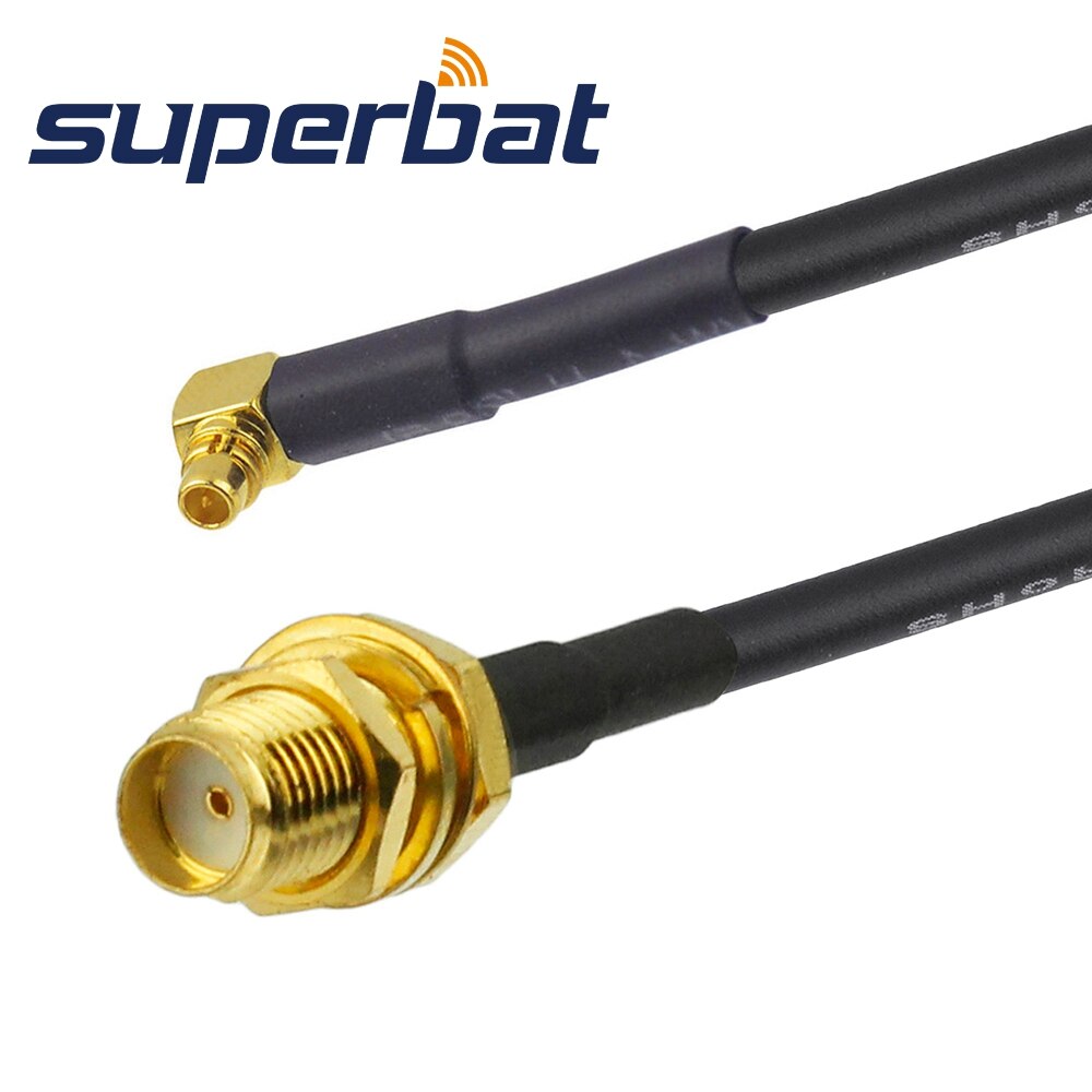 Superbat MMCX Male Right Angle to SMA Female Bulkhead Straight Pigtail Cable RG174 15CM RF Coaxial Cable