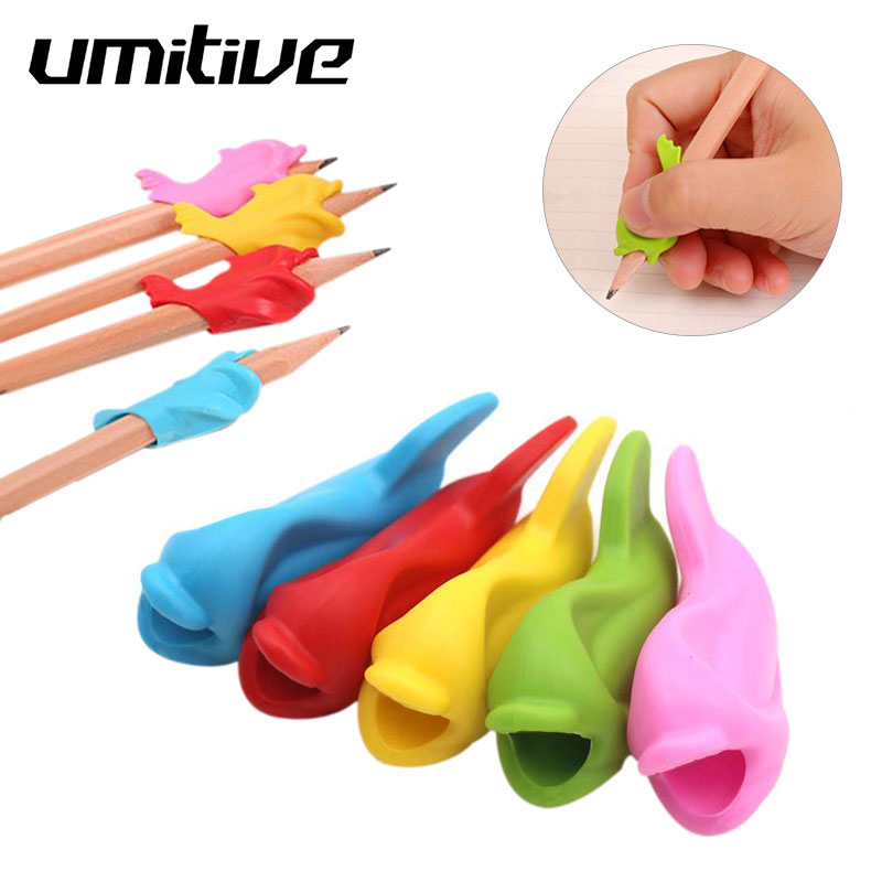 Umitive 6pcs Silicone Fish Holding Pen Environmental Protection Children Students Pencil Aid Grip Set Posture Correction Tool