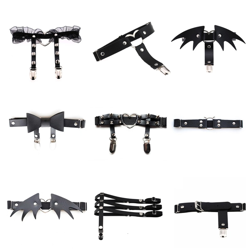 Newest Womens Sexy Elasticity Harness Heart Leg Chain Garter Belts Cosplay Spike High Quality Elastic Thigh Ring Garter