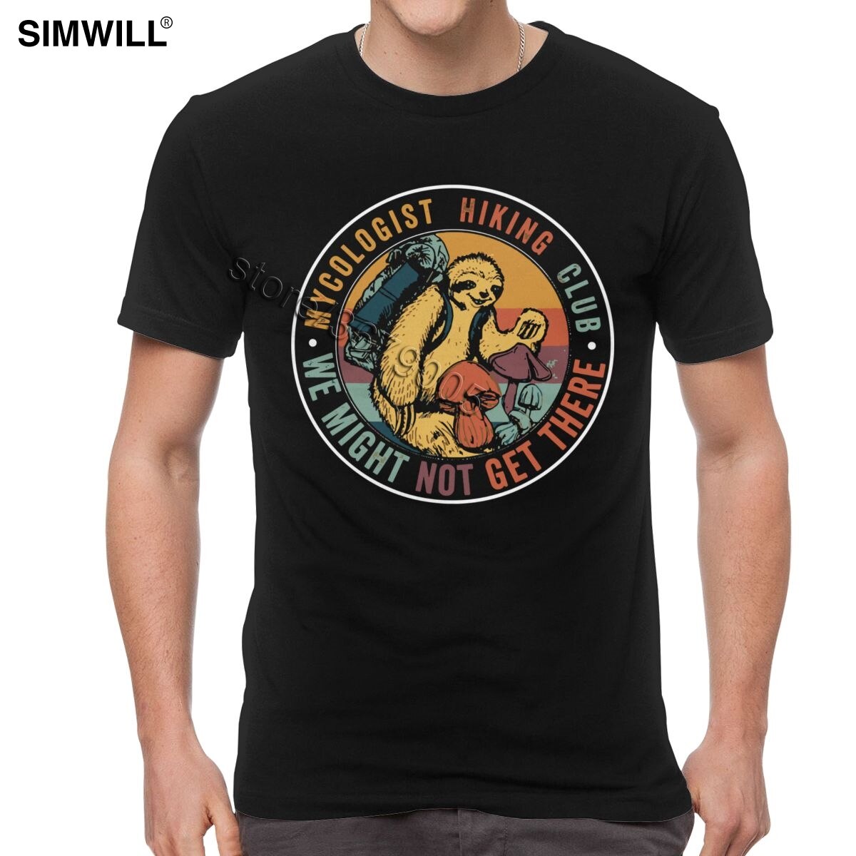 Funny Sloth Hiking Tee Shirt Men Slow Animal Hike T Shirt Short Sleeve Cotton Sloth Lover T-shirt Streetwear Summer Clothes