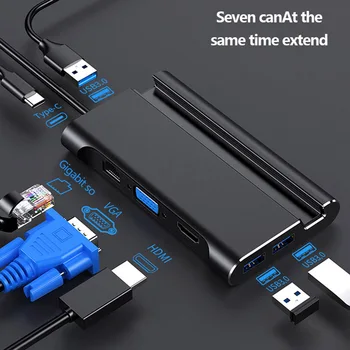 Type c Docking station hdmi USB 3.0 HDMI VGA RJ45 PD USB Hub for Laptop Macbook Pro HP Surface DELL Lenovo Samsung dex station