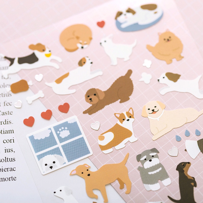 Cute Cartoon Dog Style Sticker Scrapbook Decoration PVC Stationery DIY Stickers School Office Supply