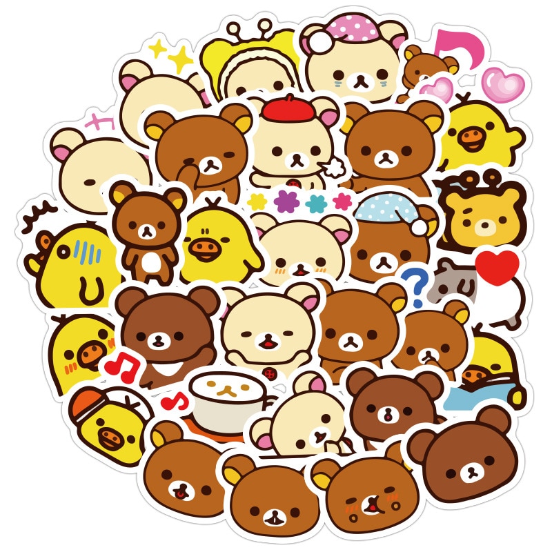 40 pcs/set Kawaii Rilakkuma Bear Cute Cartoon Waterproof PVC Stationery Stickers Scrapbooking DIY Diary Luggage Stick Label