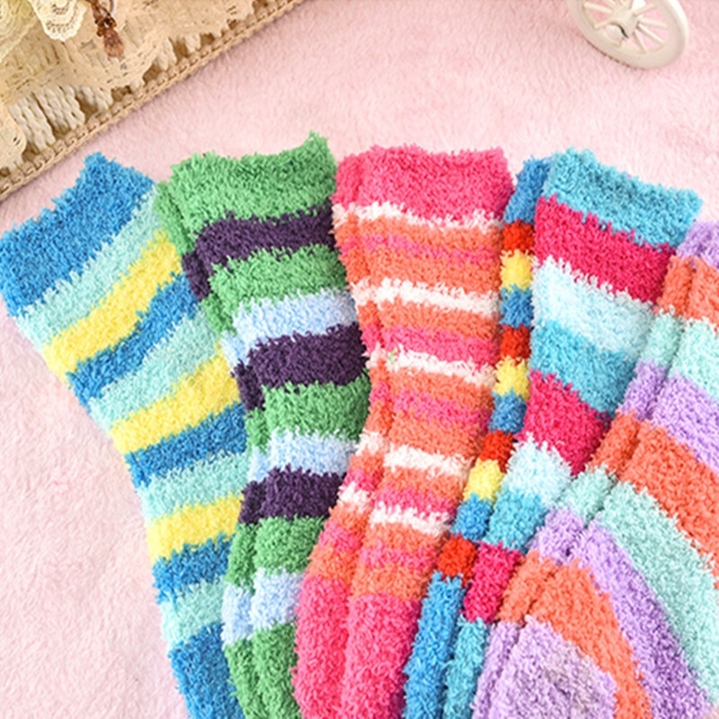 4pairs/Lot Winter To Keep Warm Coral Fleece Fashion Able Sweet Candy Colors Baby Socks Boy /girls Socks