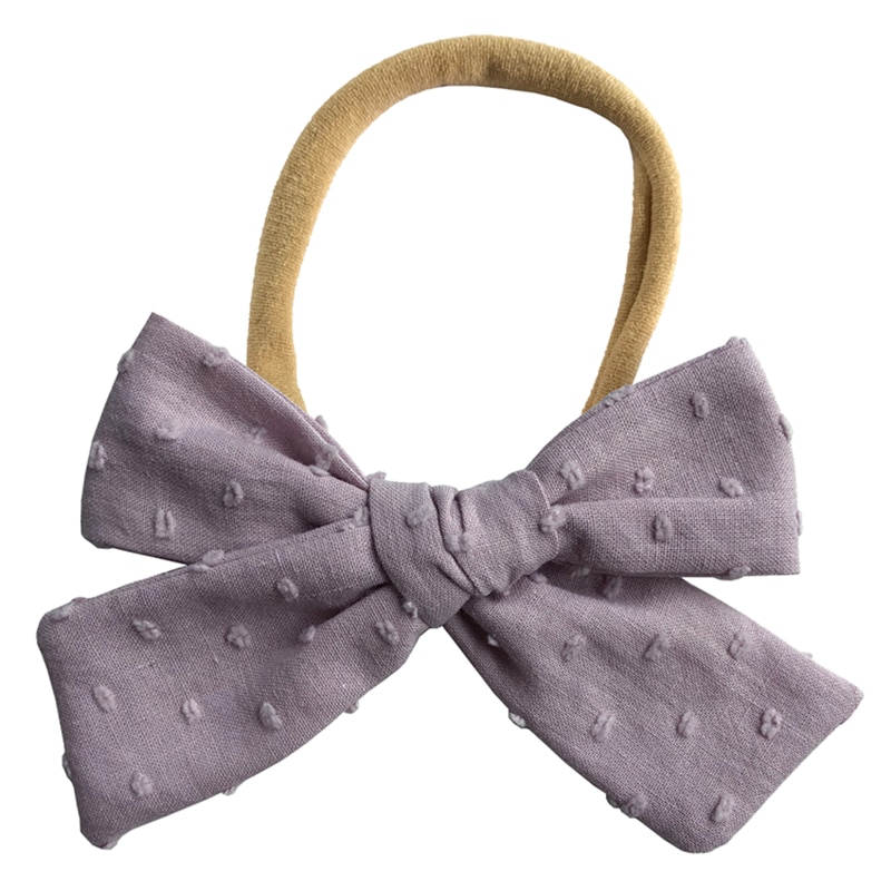 Swiss Dots Fabric Bow Headband Baby Toddler Girls Bubble Cotton Hair Bow Soft Elastic Band Hairbands Accessories Headwear