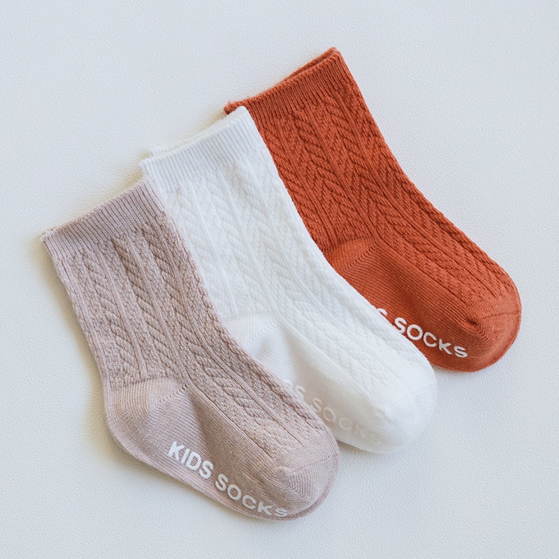 0-3Y Newborn Baby Socks Set Anti Slips Cotton Kids Socks Rubber Soles Toddler Ribbed Floor Sock Infant Sokken Girls Boy 3 Pairs