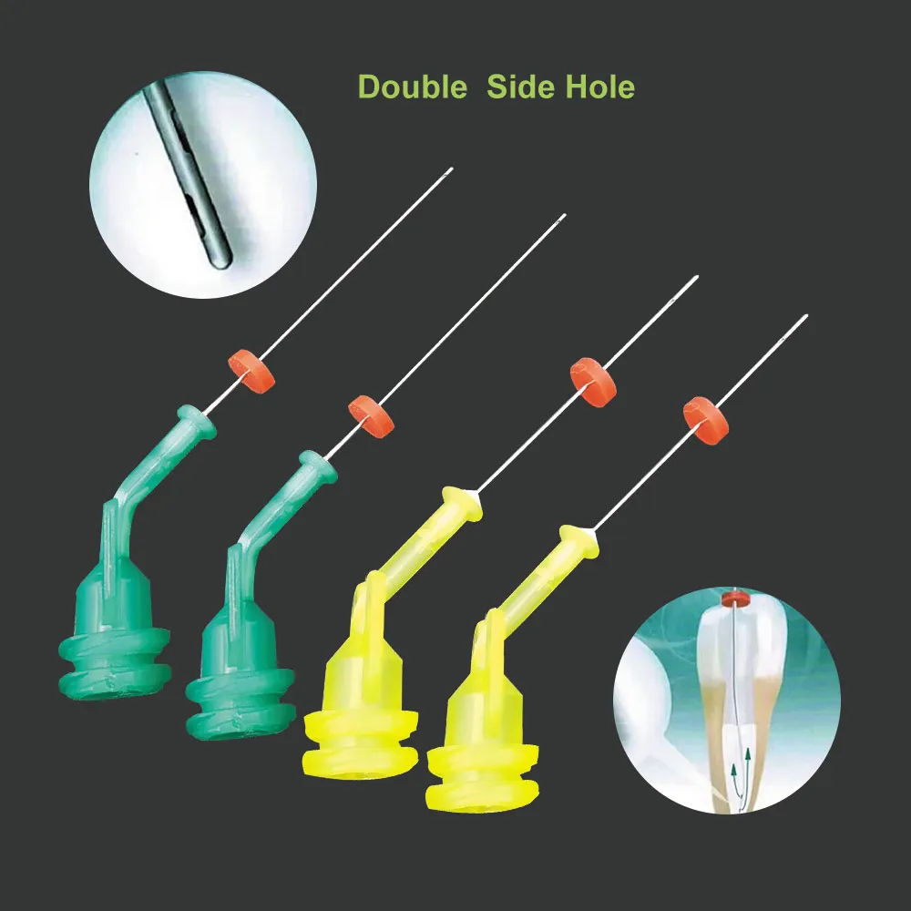 4pc Reusable Dental Irrigation Endo Needle Tip 31G Elbow Double Side Hole For Root Canal Cleaning Syringe Anterior & Molar T