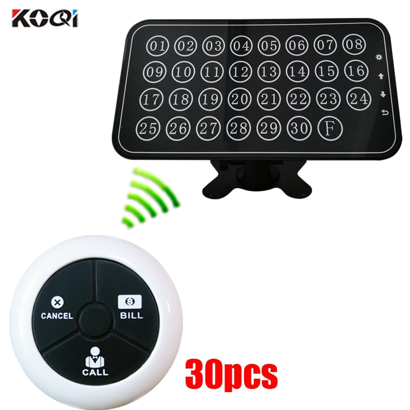 Restaurant Wireless Calling System Wireless Table Bell Pagers 1 electronic number display 30 restaurant service button