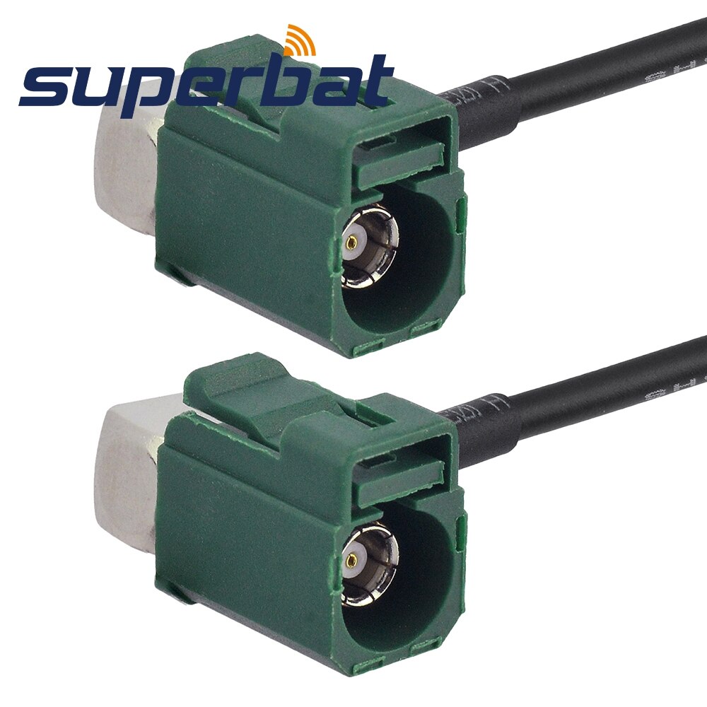 Superbat Fakra Jack "E" Right Angle to Fakra Female "E"Right Angle Pigtail Cable RG174 15cm