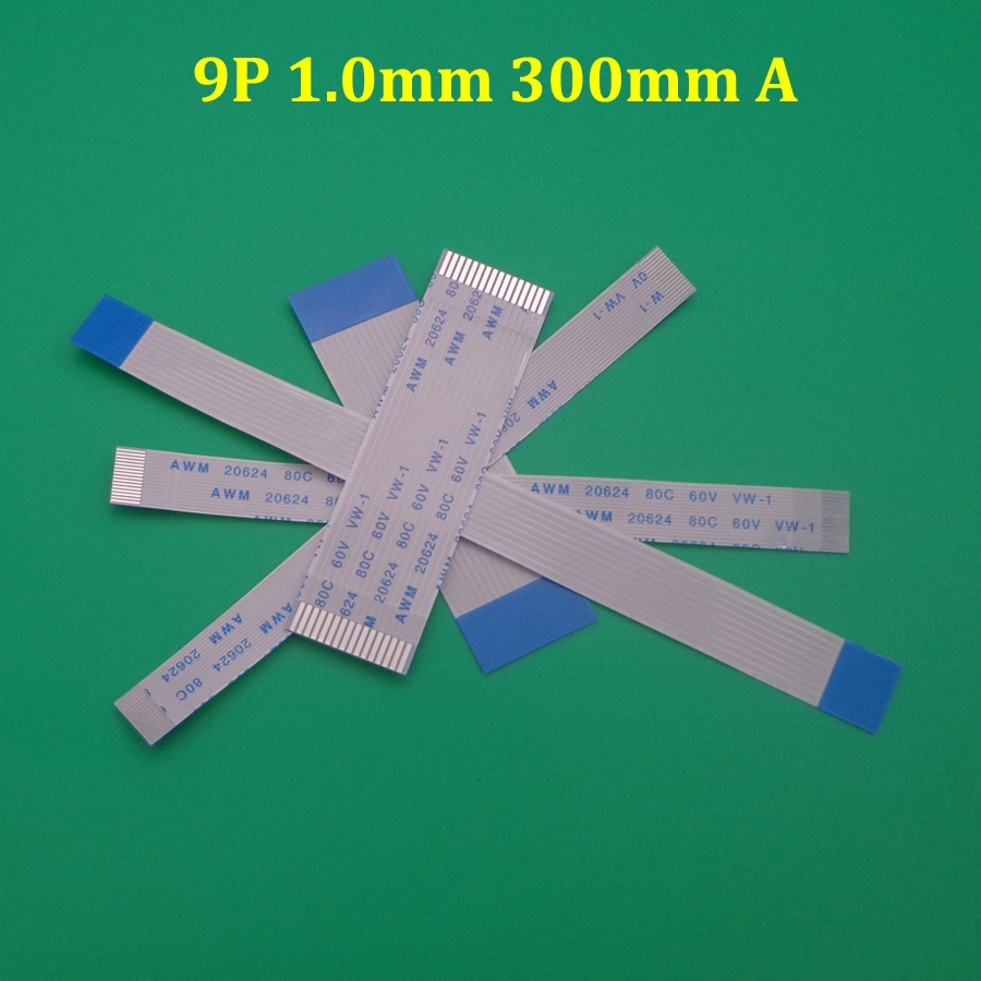 1pcs/lot 9pin FFC FPC flat flexible cable 1.0mm pitch 9 pin A Forward Length 300mm Ribbon Flex Cable AWM 20624 80C 60V VW-1