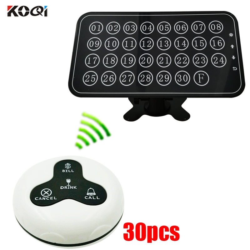 Wireless Waiter Call System 1 number flip display 30 restaurant table call button