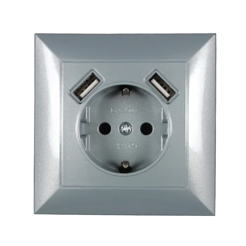 New USB Wall Socket for phone charge Double USB Port 5V 2A usb wall outlet usb outlet GREY color V1-01H