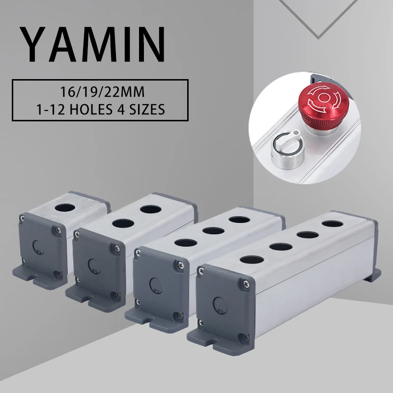 16/19/22mm Aluminium Alloy Protective Box For Metal Push Button Switch IP67 Waterproof Industrial 12/3/4 Holes Single Row