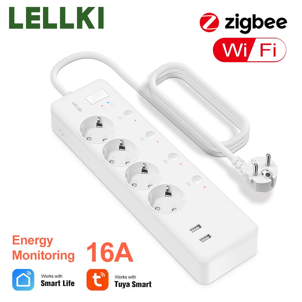 Zigbee Power Strip Energy Monitoring Wifi Smart Usb Socket 220V Eu Korea Plug Tuya Smart Life Home Alexa Google Yandex Station