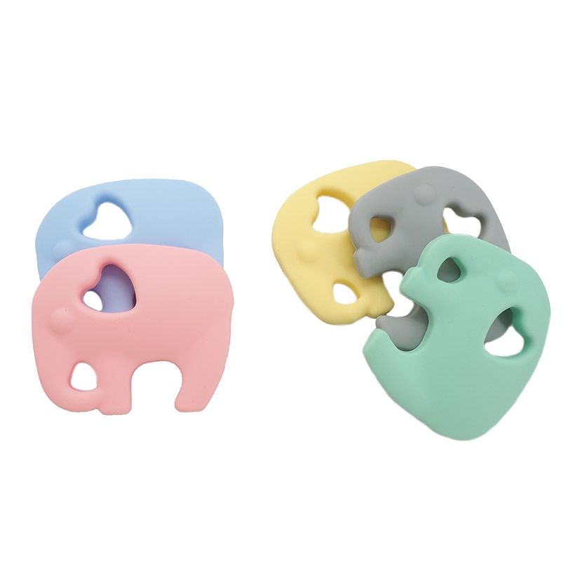 Chenkai 10PCS Food Grade Silicone Elephant Teethers Baby Cartoon Animals Teething For DIY Chewable Pendant Necklace Accessory