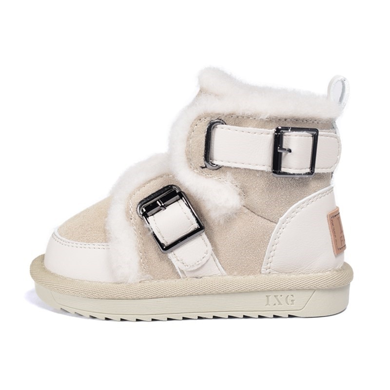 New Winter Children Snow Boots Genuine Leather Thick Plush Warm Girls Boys Boots Non-Slip Fashion Toddler Baby Shoes 1-6 Years