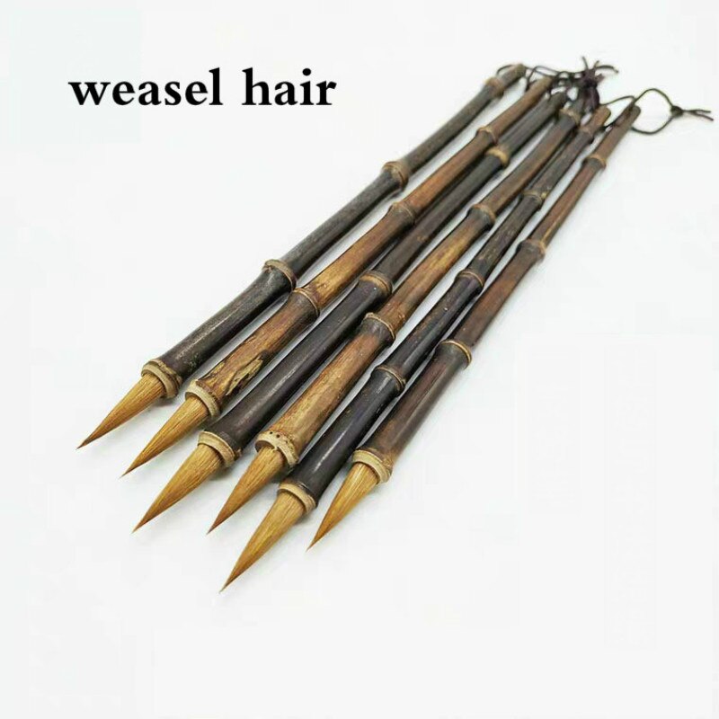 2pcs Weasel Hair Calligraphy Brush Chinese Landscape Ink Painting Writing Brush Chinese Small Regular Script Brush Pen