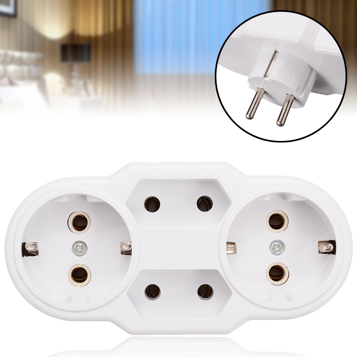 Conversion Socket Multiple Plug For Charging Power Supplying Triple Plug Protective Contact Power Distribution Adapter