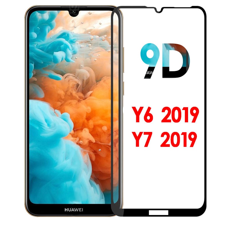 9D For huawei y6 2019 glass for huawei y7 2019 tempered glass protective film huaweiy6 huavei y7 huawey y72019 screen protector
