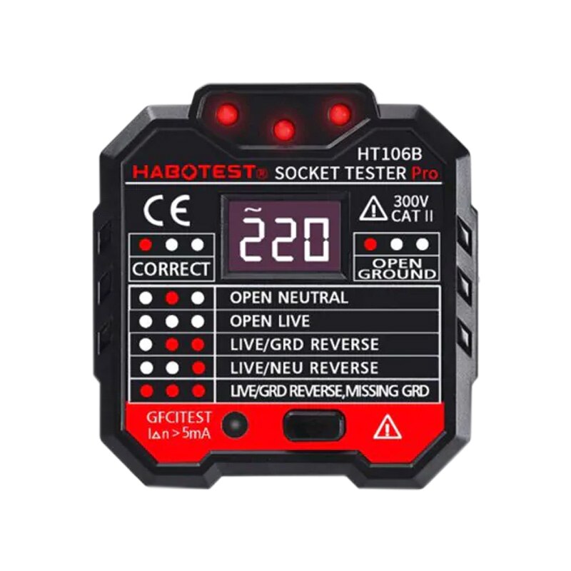 Professional RCD Leakage Switch Detector Socket Tester with LCD Screen NIN668