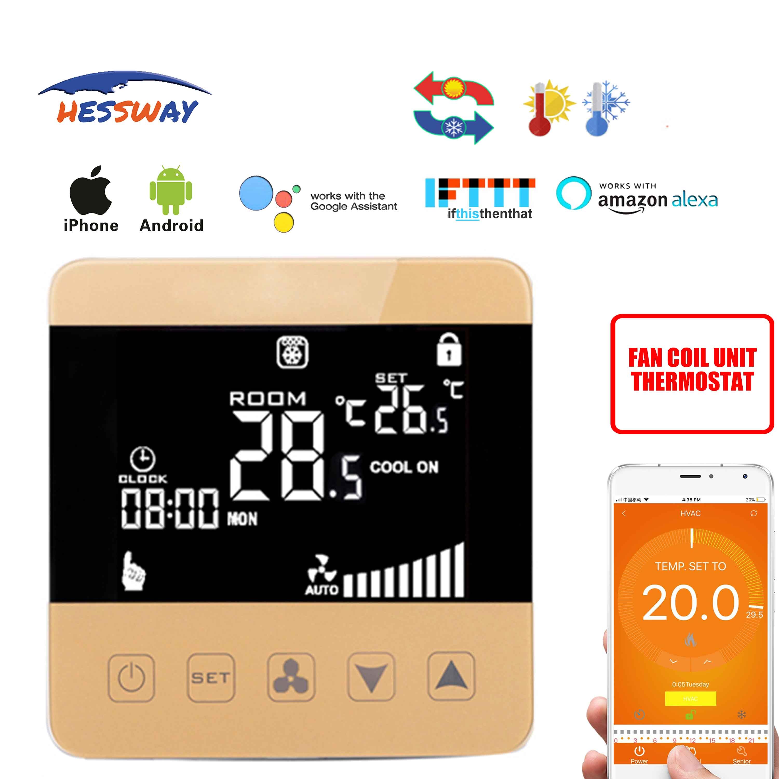 HESSWAY TUYA smart home WIFI thermostat google home with cooling heating and 4pipe&2pipe