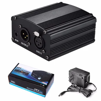 Microphone 1-Channel 48V Phantom Power Supply+Adapter AU US EU Plug for Any Condenser Microphone Recording
