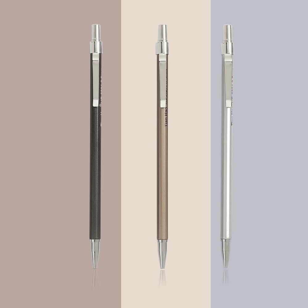 1pc 0.5mm 0.7mm Simple Metal Texture Mechanical Pencil Drafting Pencil Plastic Material Office Supplies