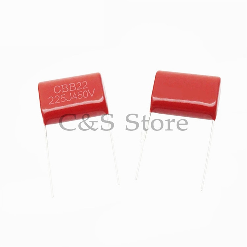 10pcs/lot 450V 2.2uF CBB Polypropylene film capacitor pitch 20mm 225 2.2uF 450V CBB22 225J450V