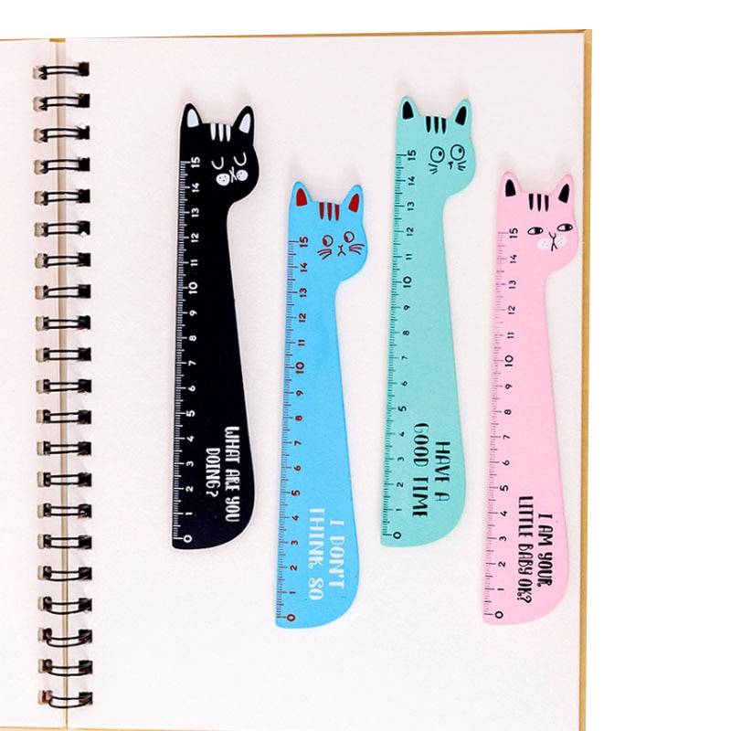 30pcs/lot Cat Wood Ruler Measuring Straight Ruler Tool Learning office School Gift Stationery Wholesale