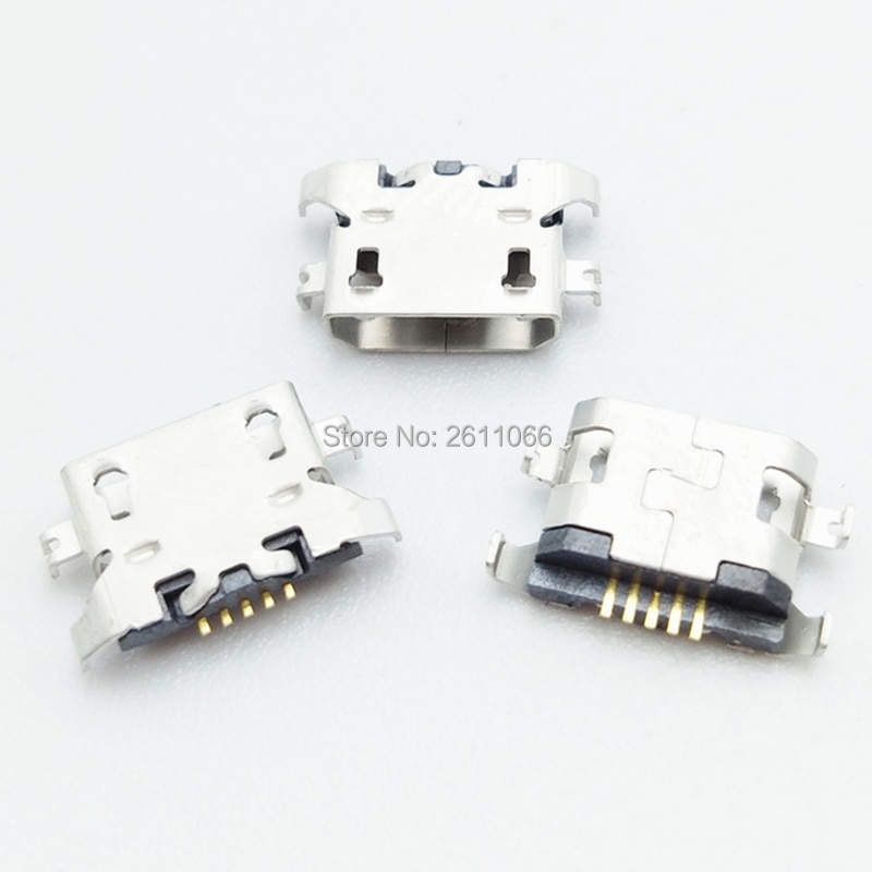 50pcs Micro USB 5pin heavy plate 1.28mm 1.27 Flat mouth without curling Female Connector For lenovo Mobile Phone Mini USB Jack