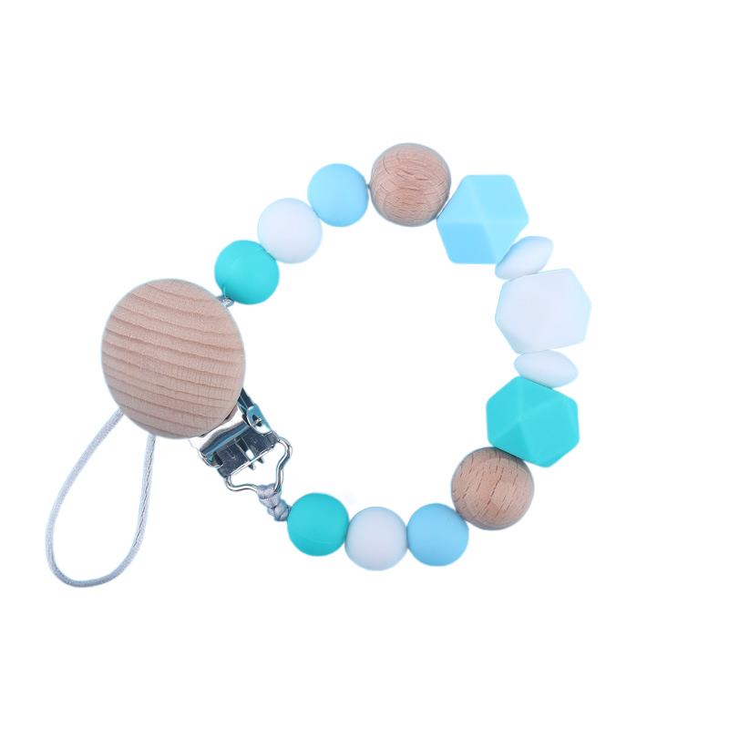 Wood Baby Pacifier Clips Silicone Dummy Chain Holder Baby Shower Gift